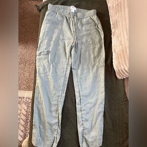 Rachel Zoe 100% Linen women’s pants size small Olive green.